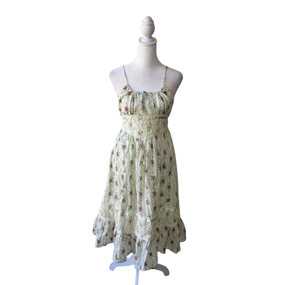 Vintage Nolita Prairie Dress Size M Babydoll Cottagecore Boho Cotton Lace Floral